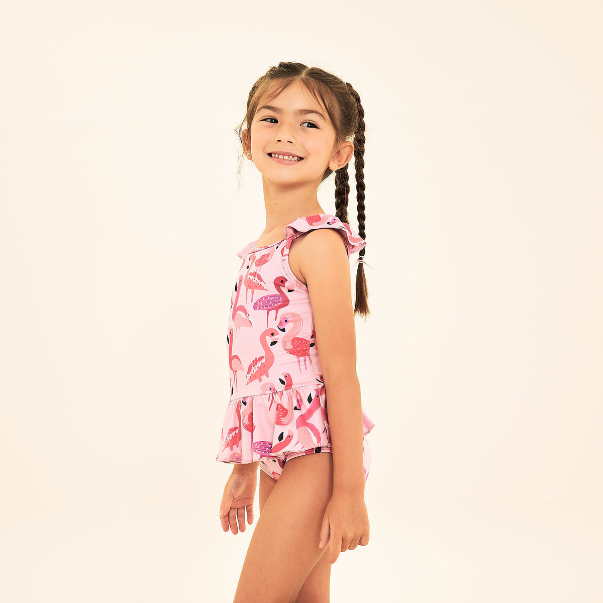 Maiô Menina Liz Uv Com Proteção Solar ML Estampa Flamingo