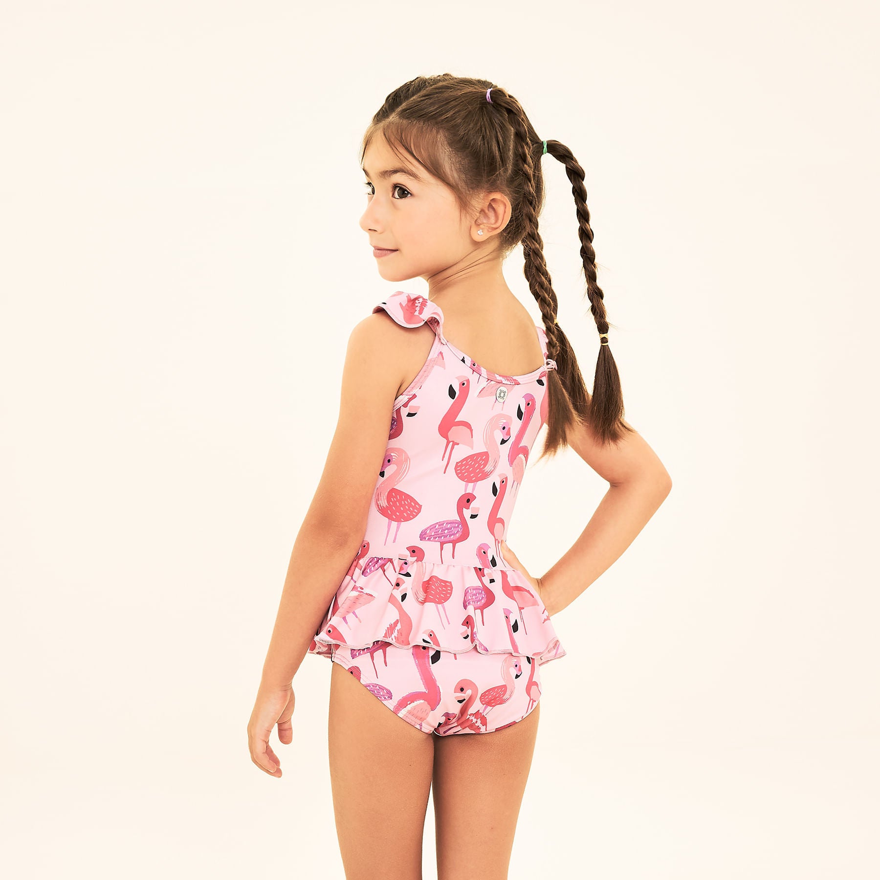 Maiô Menina Liz Uv Com Proteção Solar ML Estampa Flamingo