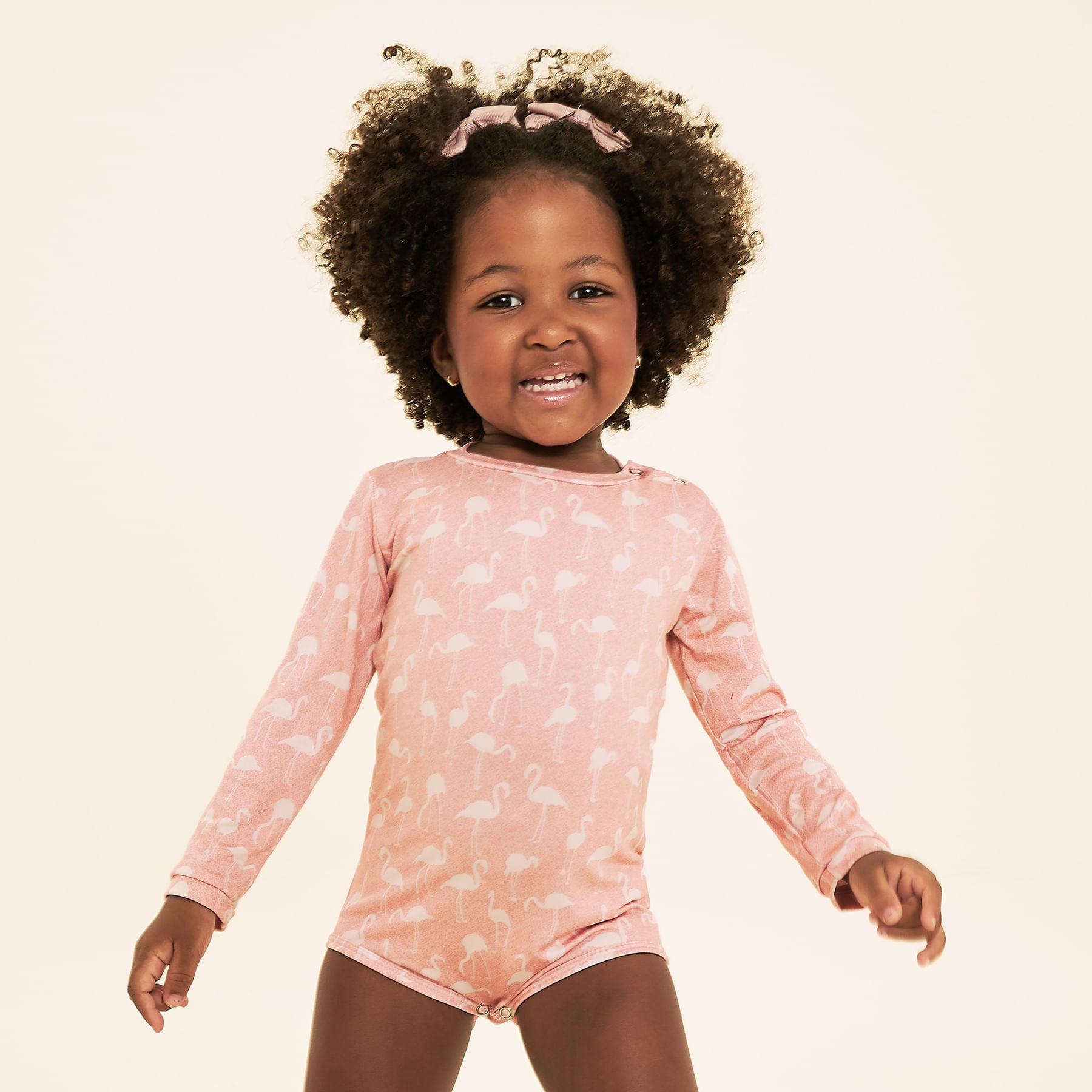 Maiô Uv Com Proteção Solar Bebê ML Estampa Flamingo Rose