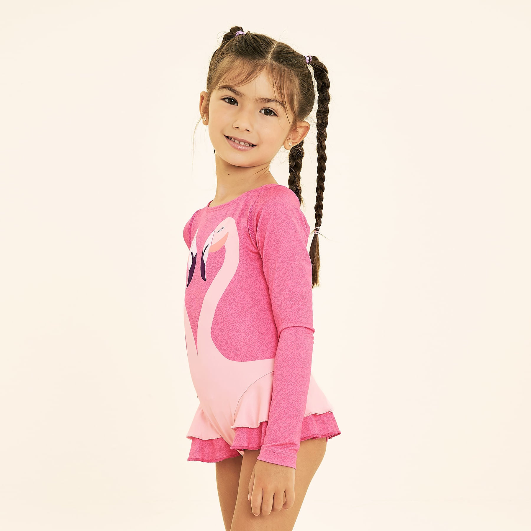 Maiô Menina Uv Com Proteção Solar - Flamingo