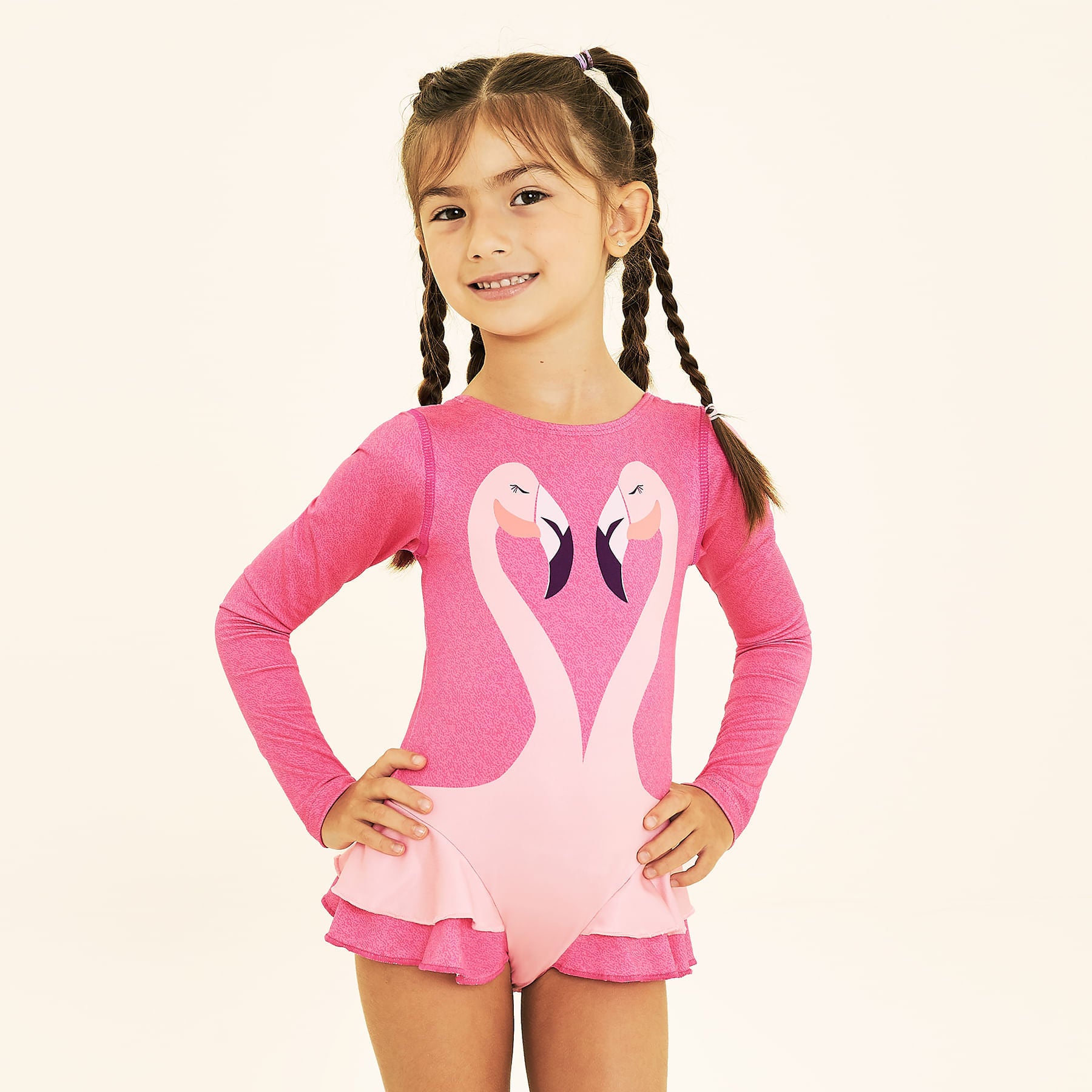 Maiô Menina Uv Com Proteção Solar - Flamingo