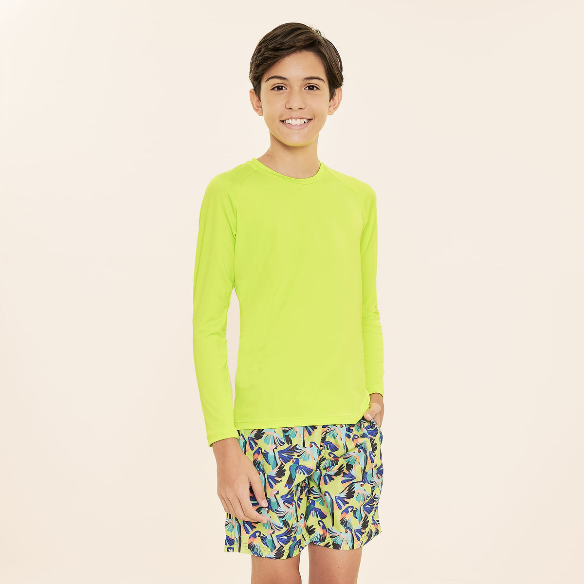 Shorts Acqua Infantil UV Com Proteção Solar Estampa Passaro