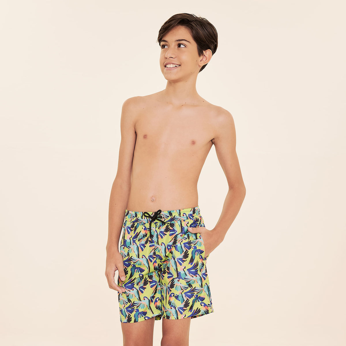 Shorts Acqua Infantil UV Com Proteção Solar Estampa Passaro