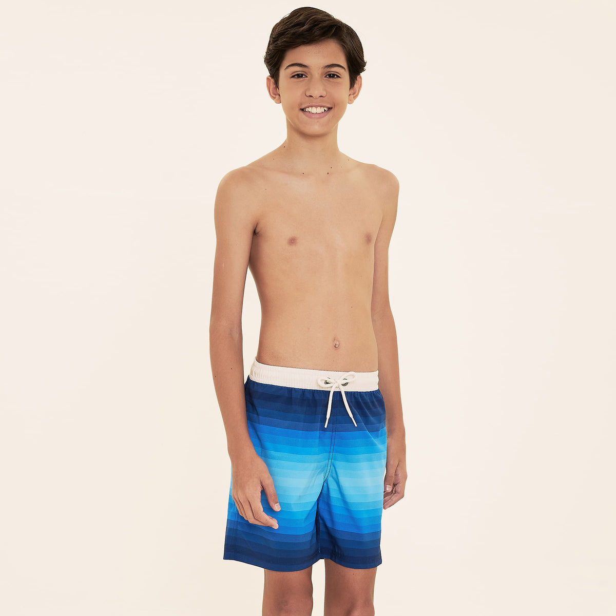 Shorts Acqua Listras Azul Infantil UV Com Proteção Solar