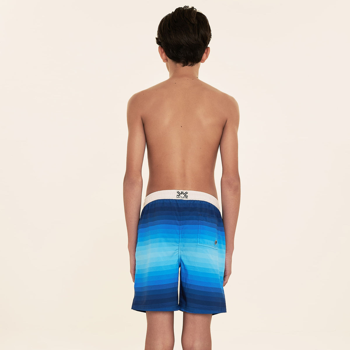 Shorts Acqua Listras Azul Infantil UV Com Proteção Solar