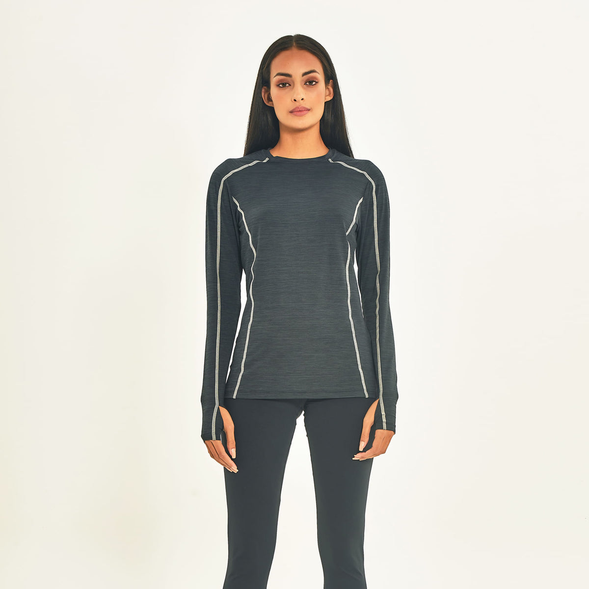 Camisa UV Feminina Com Proteção Solar Flex-PRETO/OFF WHITE