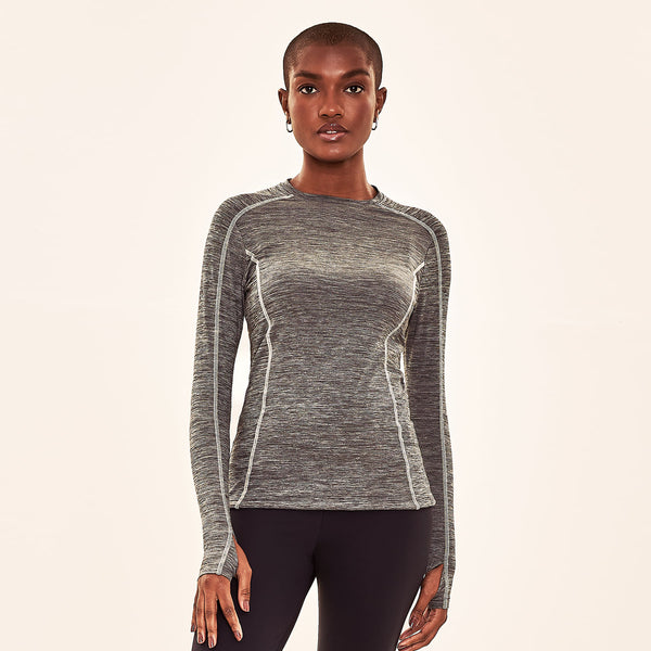 Camisa UV Feminina Com Proteção Solar Flex-CINZA MESCLA/OFF WHITE