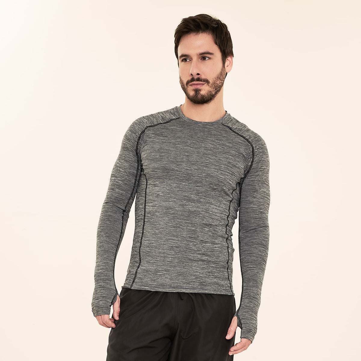 Camisa UV Masculina Com Proteção Solar Flex Mescla - CINZA MESCLA/PRETO