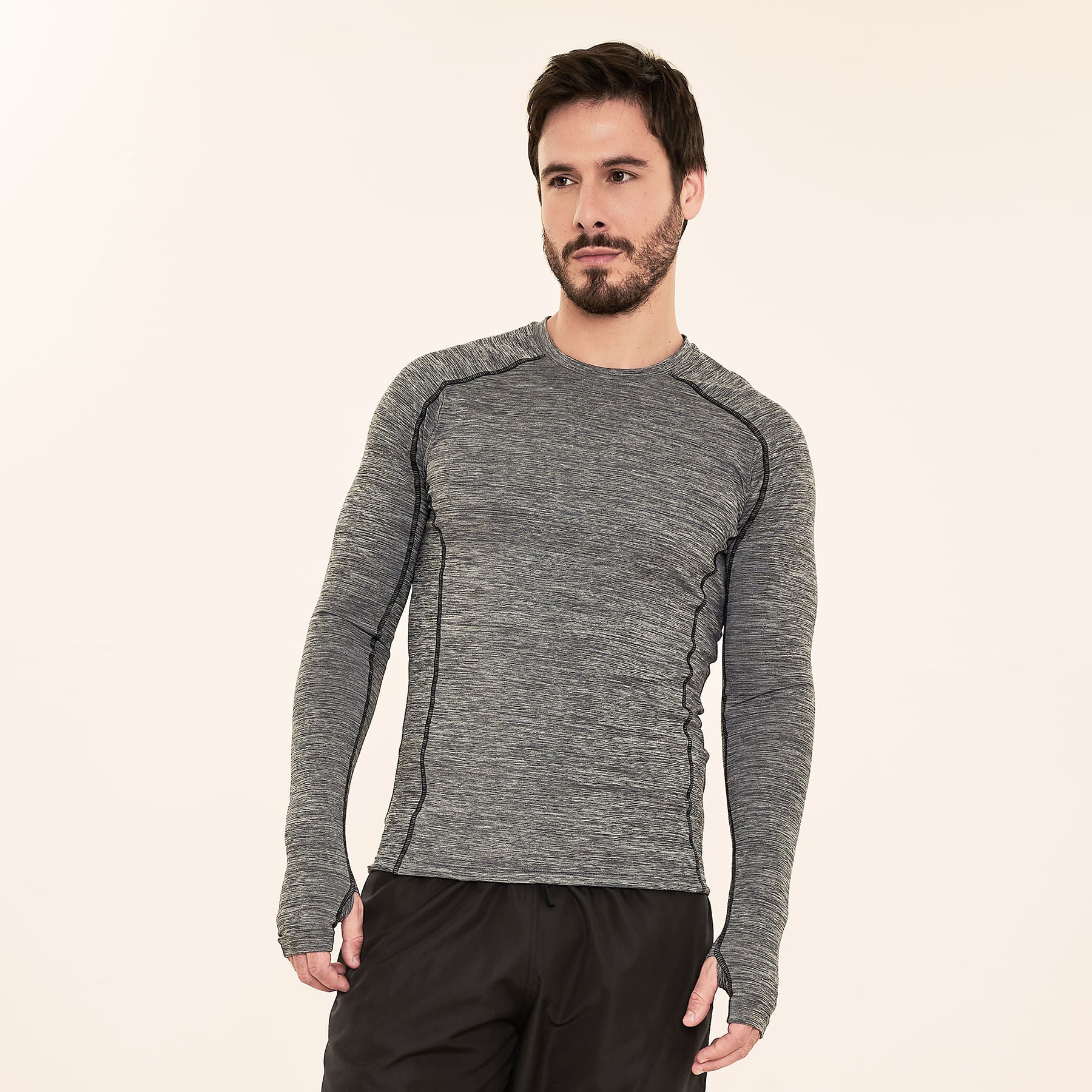 Camisa UV Masculina Com Proteção Solar Flex Mescla - CINZA MESCLA/PRETO