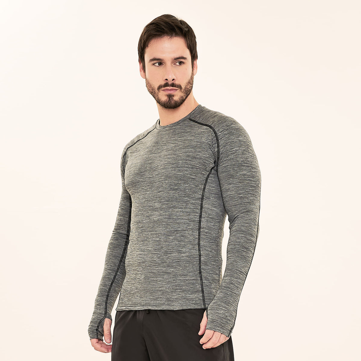 Camisa UV Masculina Com Proteção Solar Flex Mescla - CINZA MESCLA/PRETO