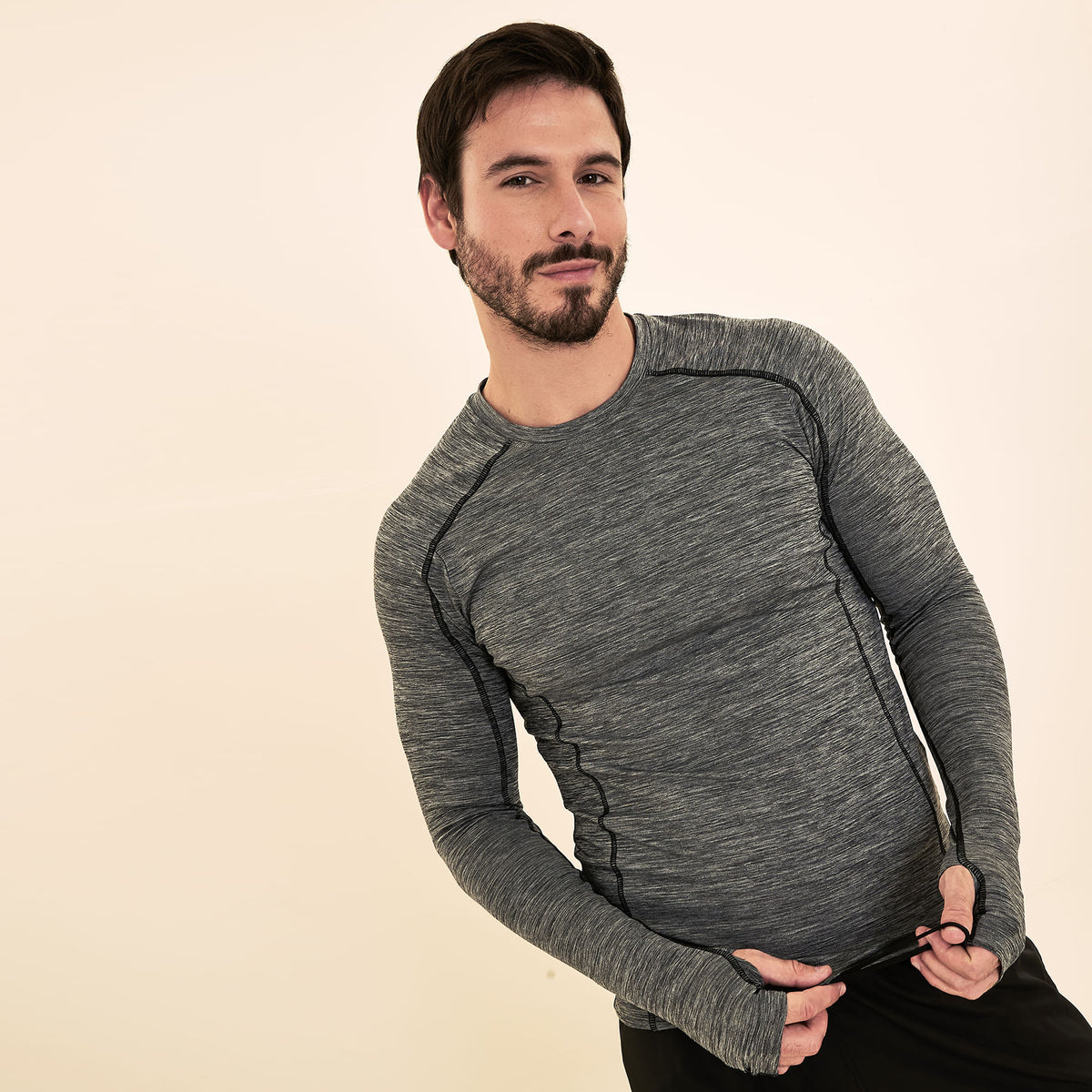 Camisa UV Masculina Com Proteção Solar Flex Mescla - CINZA MESCLA/PRETO