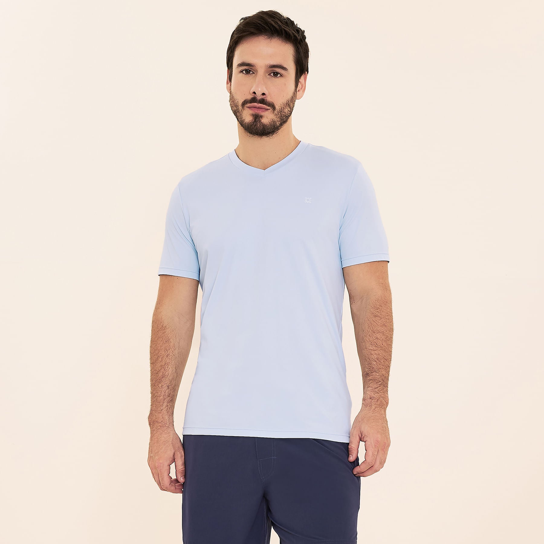 Camisa UV Masculina Com Proteção Solar Sport Fit Mc Azul Céu