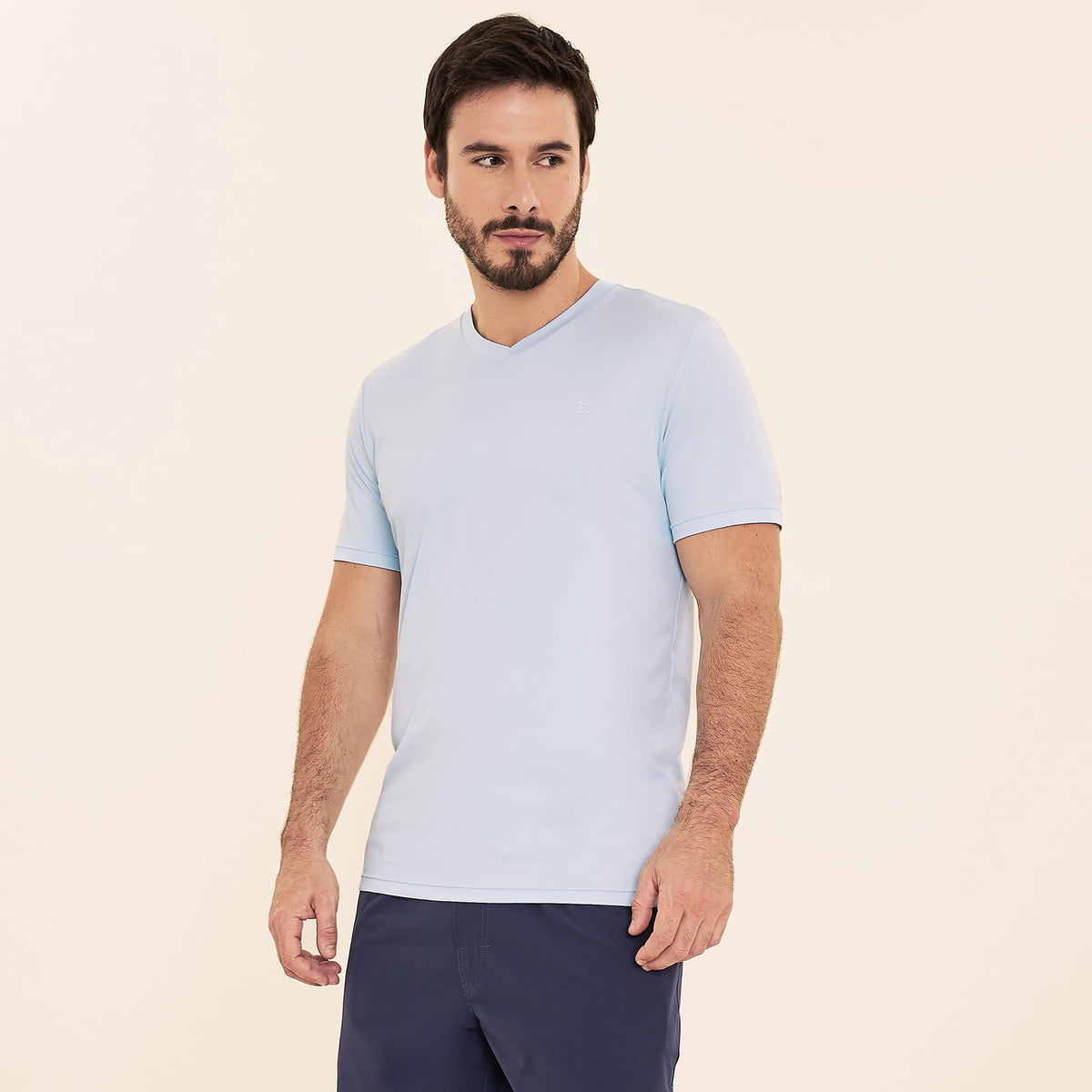 Camisa UV Masculina Com Proteção Solar Sport Fit Mc Azul Céu