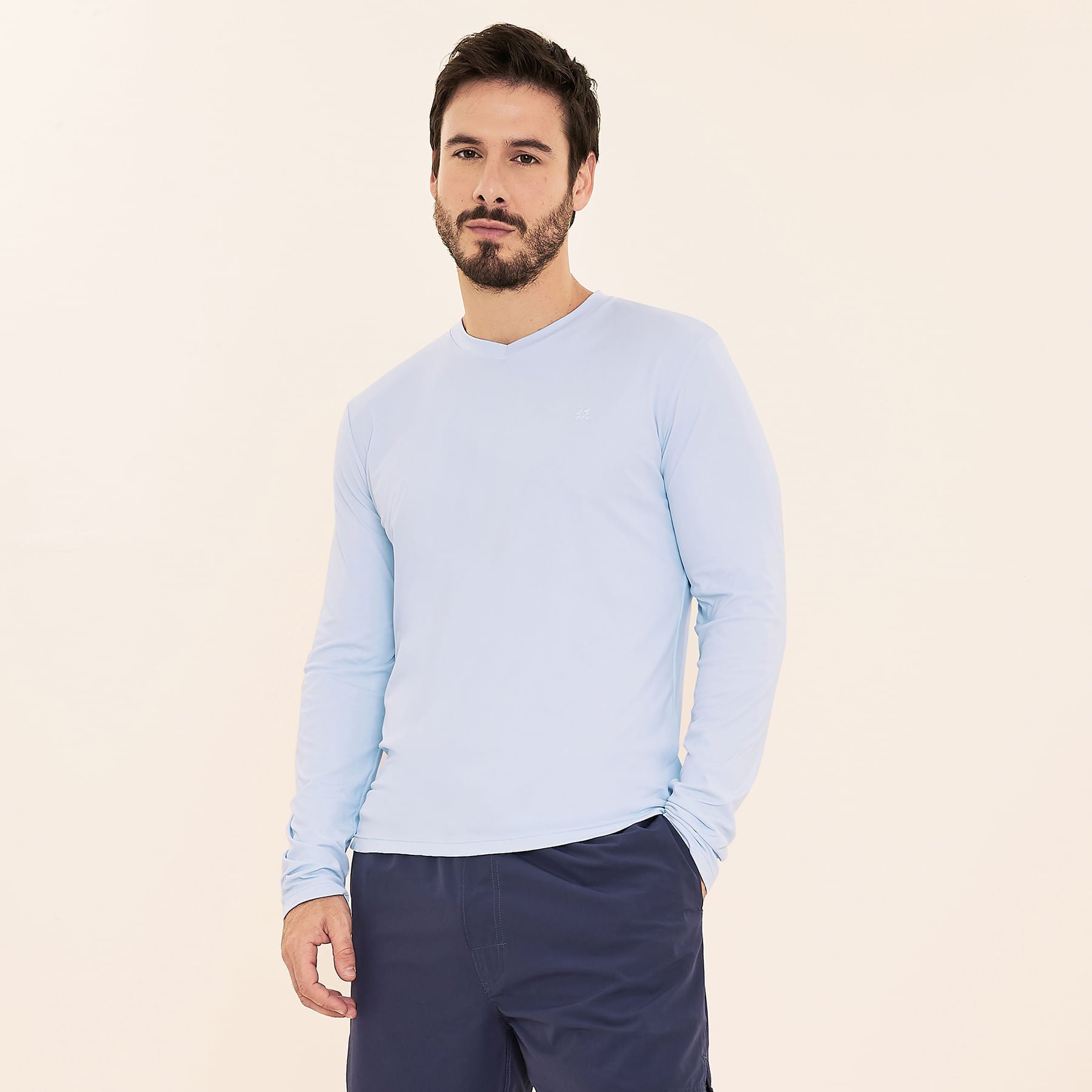 Camisa UV Masculina Com Proteção Solar Sport Fit Ml Azul Céu