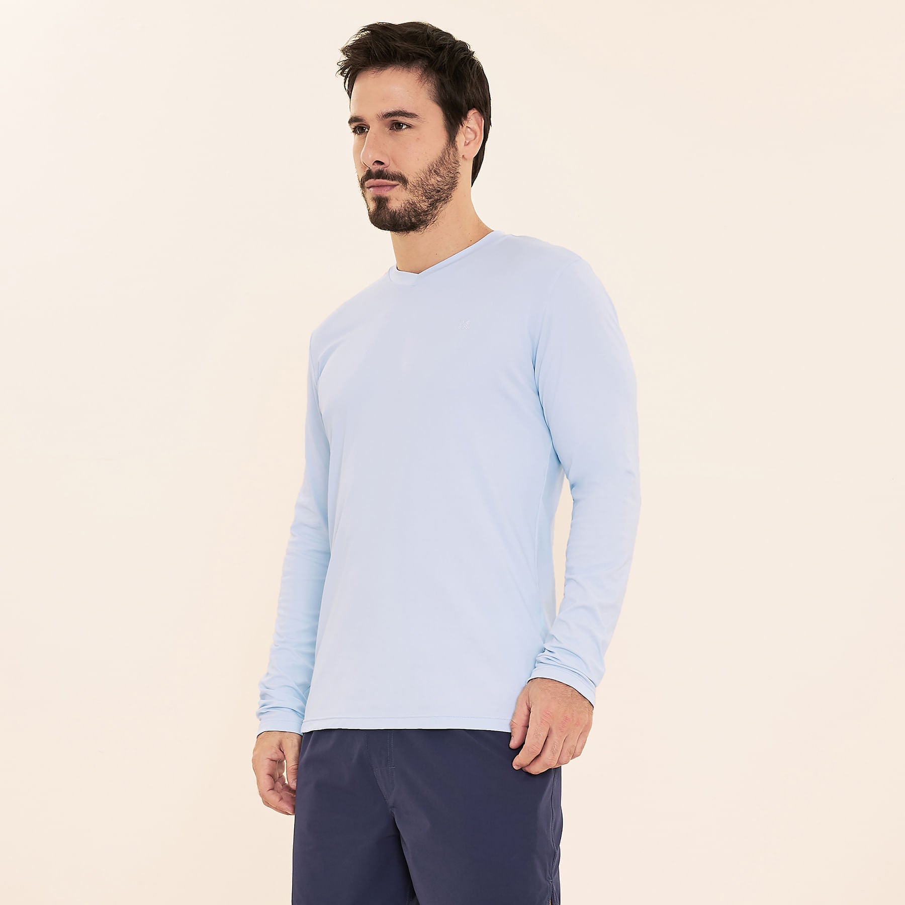 Camisa UV Masculina Com Proteção Solar Sport Fit Ml Azul Céu