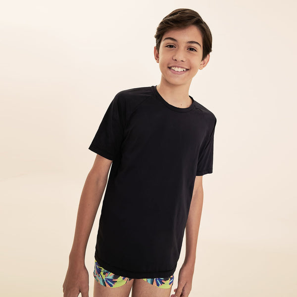 Camiseta UV com Proteção Solar Uvpro Infantil MC - PRETO