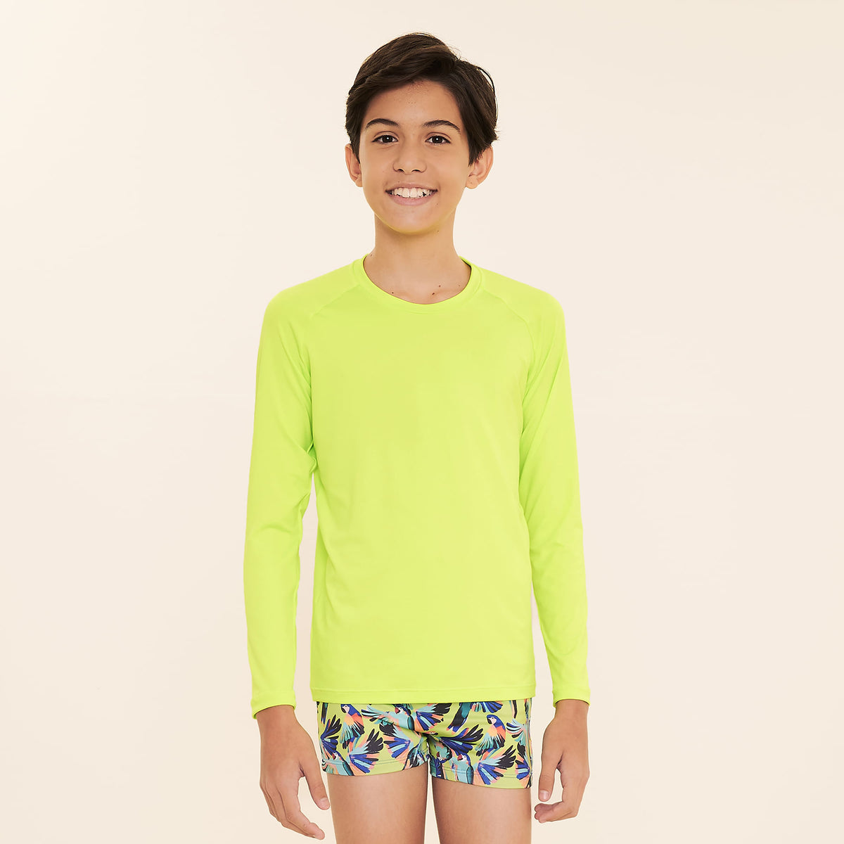 Camisa UV Infantil Com Proteção Solar Uvlight Amarelo Flúor