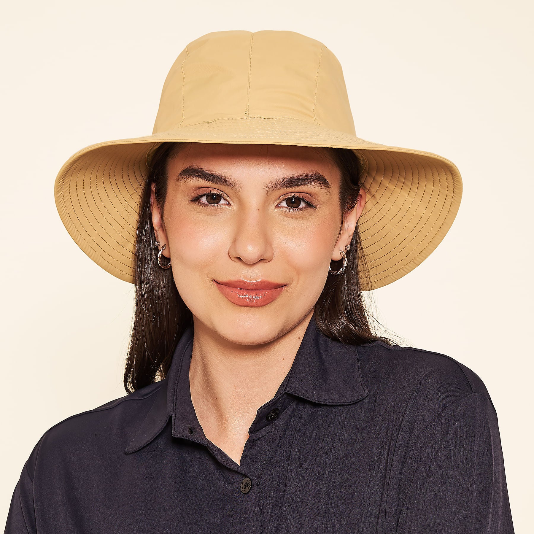 Chapéu UV Com Proteção Solar  San Remo Areia/Off White