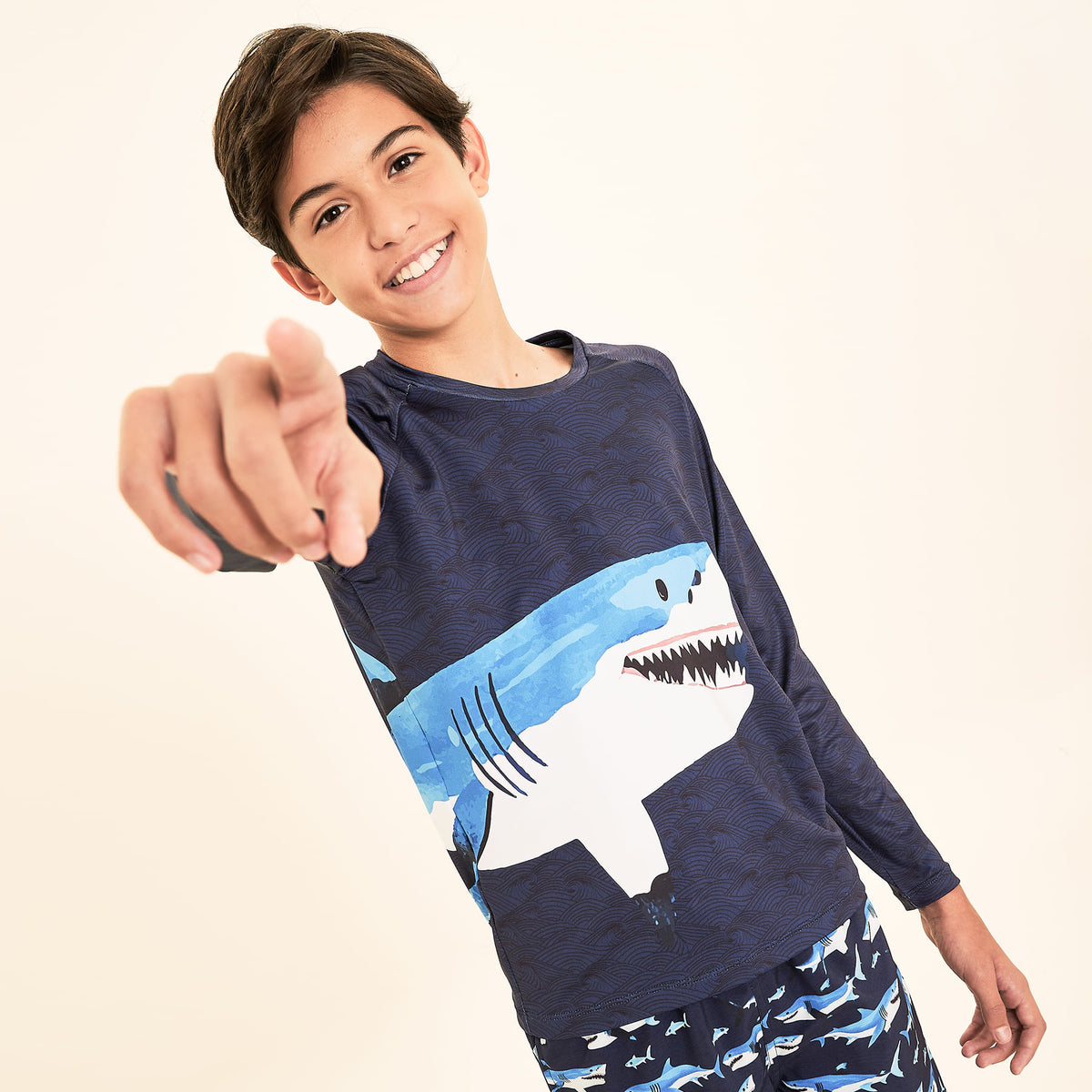 Camisa UV Infantil Com Proteção Solar Acqua ML Estampa Shark