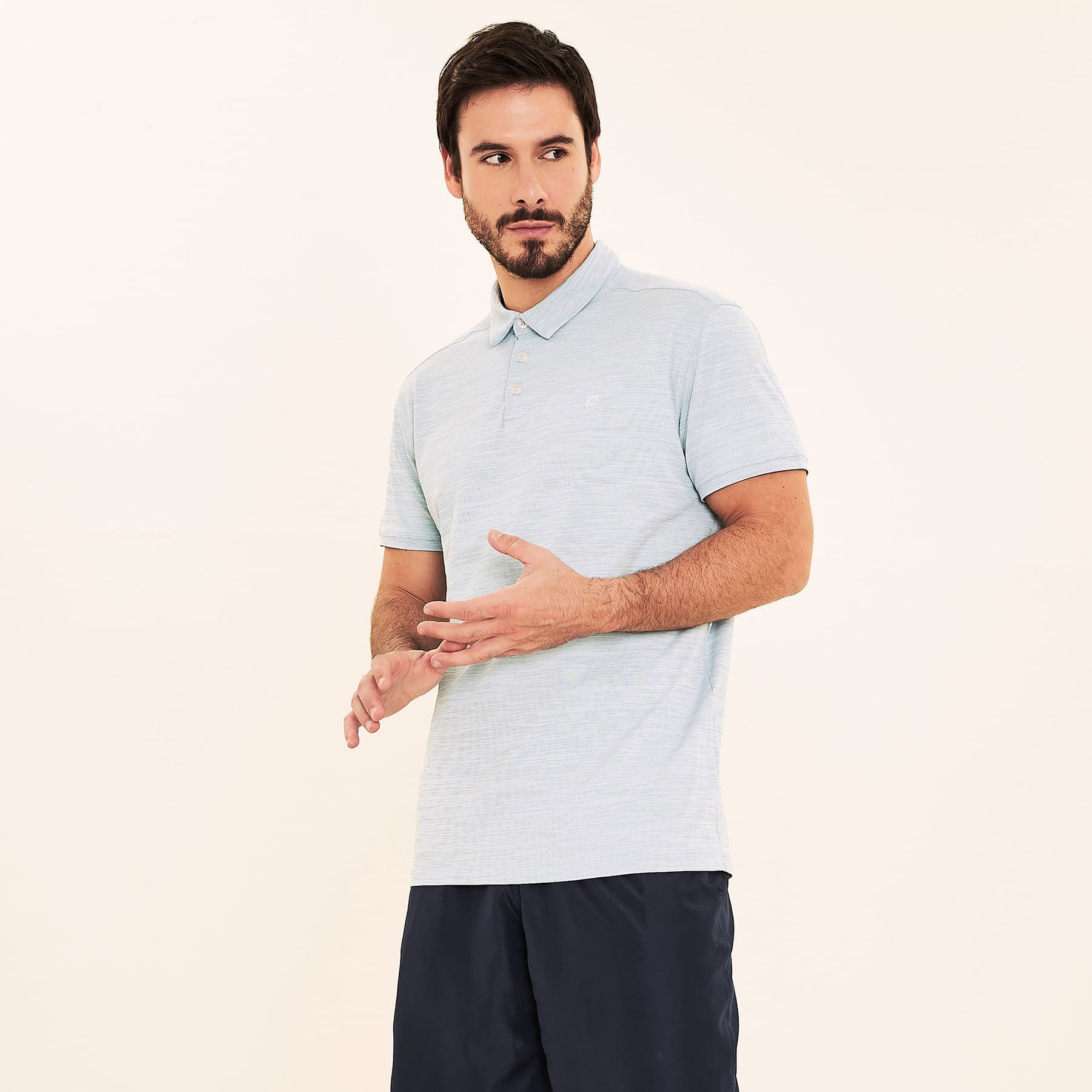Camisa UV Polo Masculina Com Proteção Solar-AZUL CEU