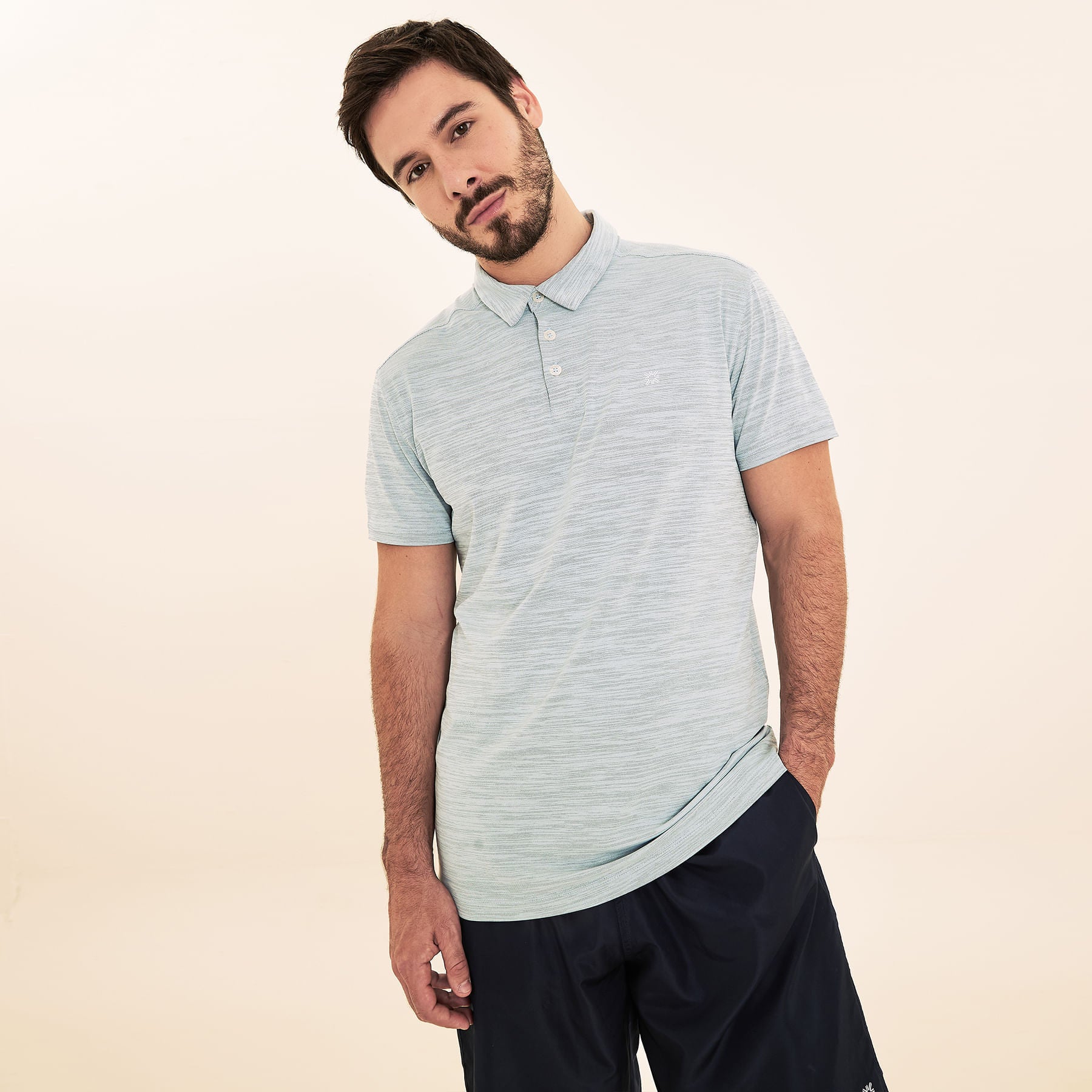 Camisa UV Polo Masculina Com Proteção Solar-AZUL CEU