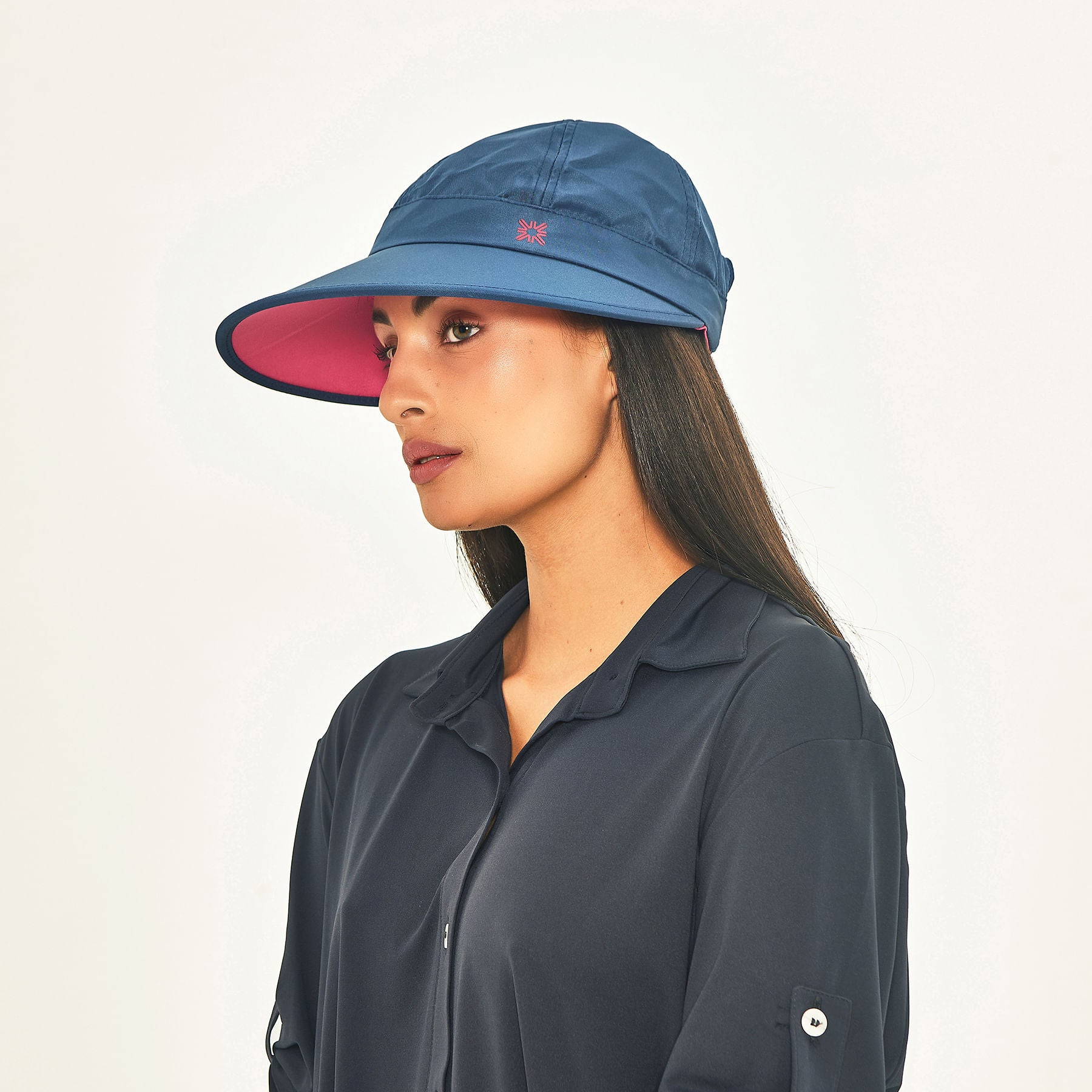 Viseira UV Com Proteção Solar Capri Colors - MARINHO/ROSA SHOCK