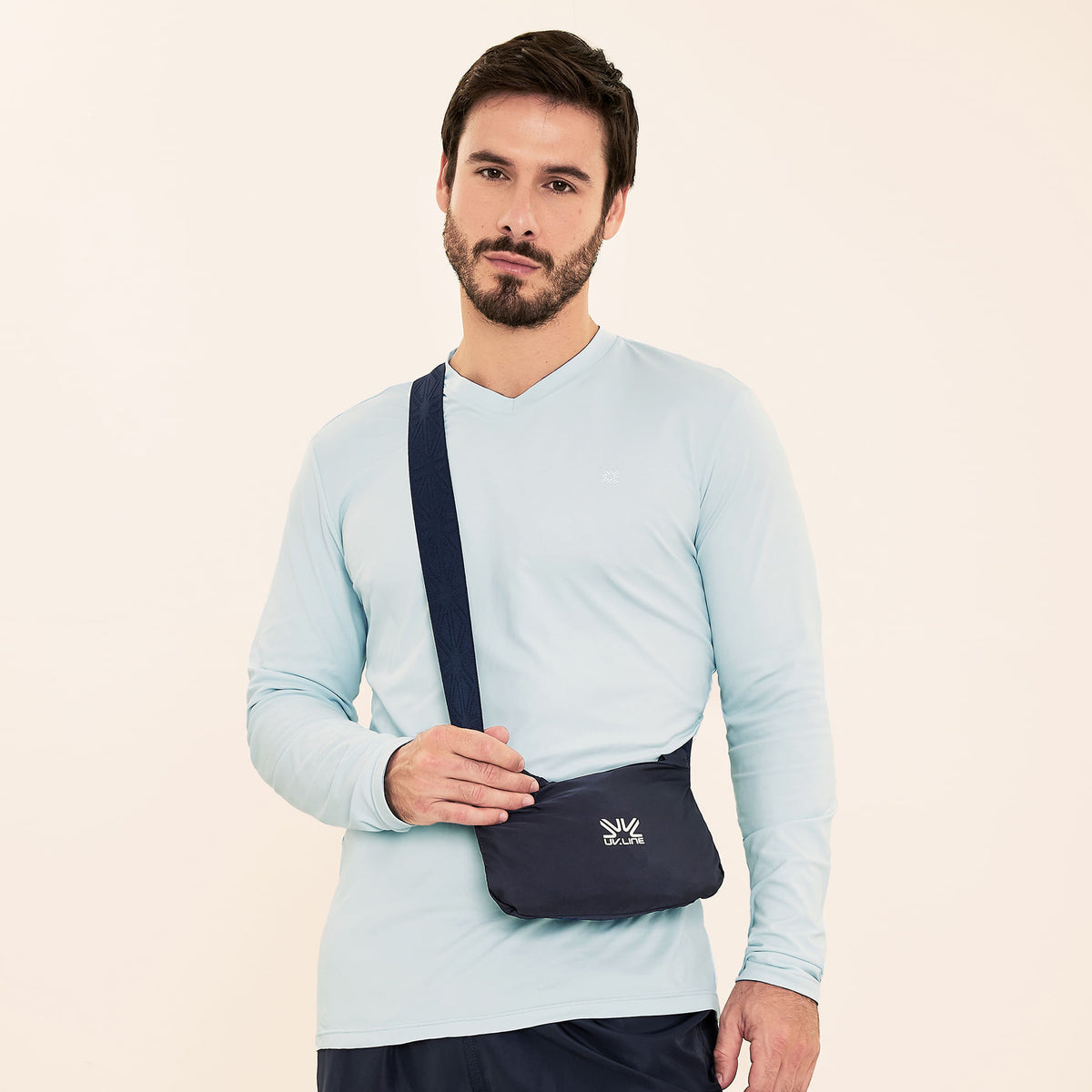 Jaqueta Masculina UV Corta-Vento Bag Elastic Com Proteção Solar Marinho