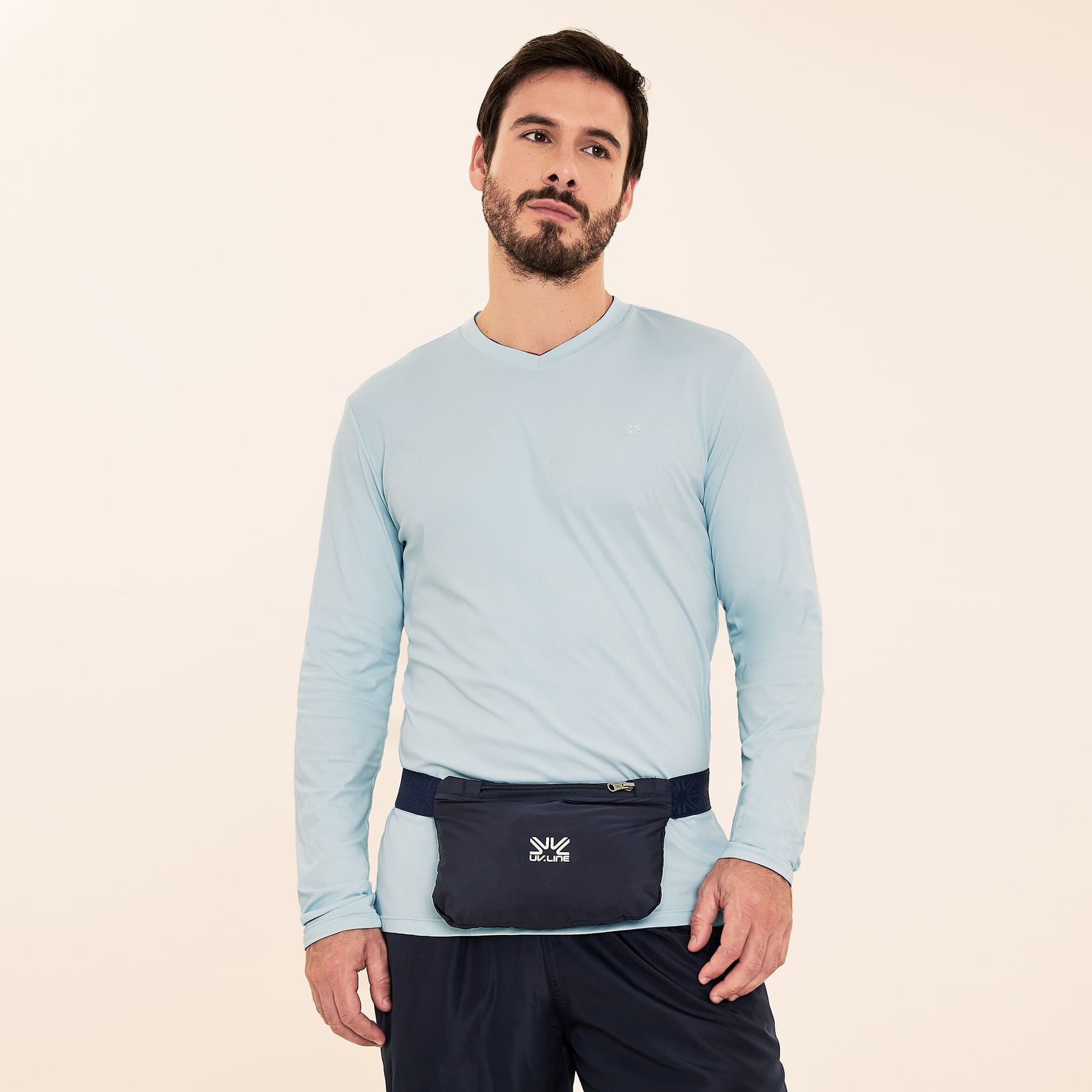 Jaqueta Masculina UV Corta-Vento Bag Elastic Com Proteção Solar Marinho