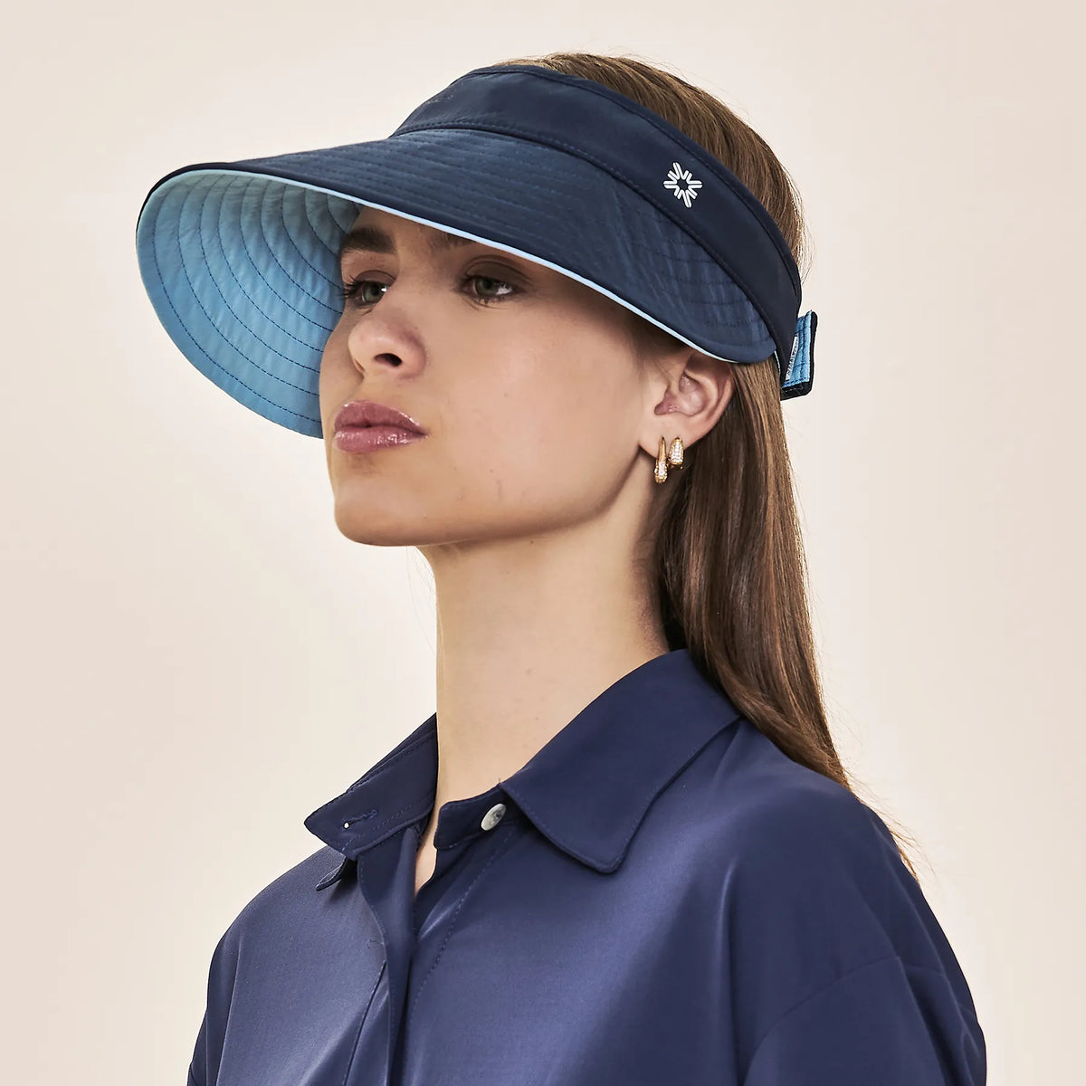 Viseira UV Com Proteção Solar Bali  Marinho/Azul Claro
