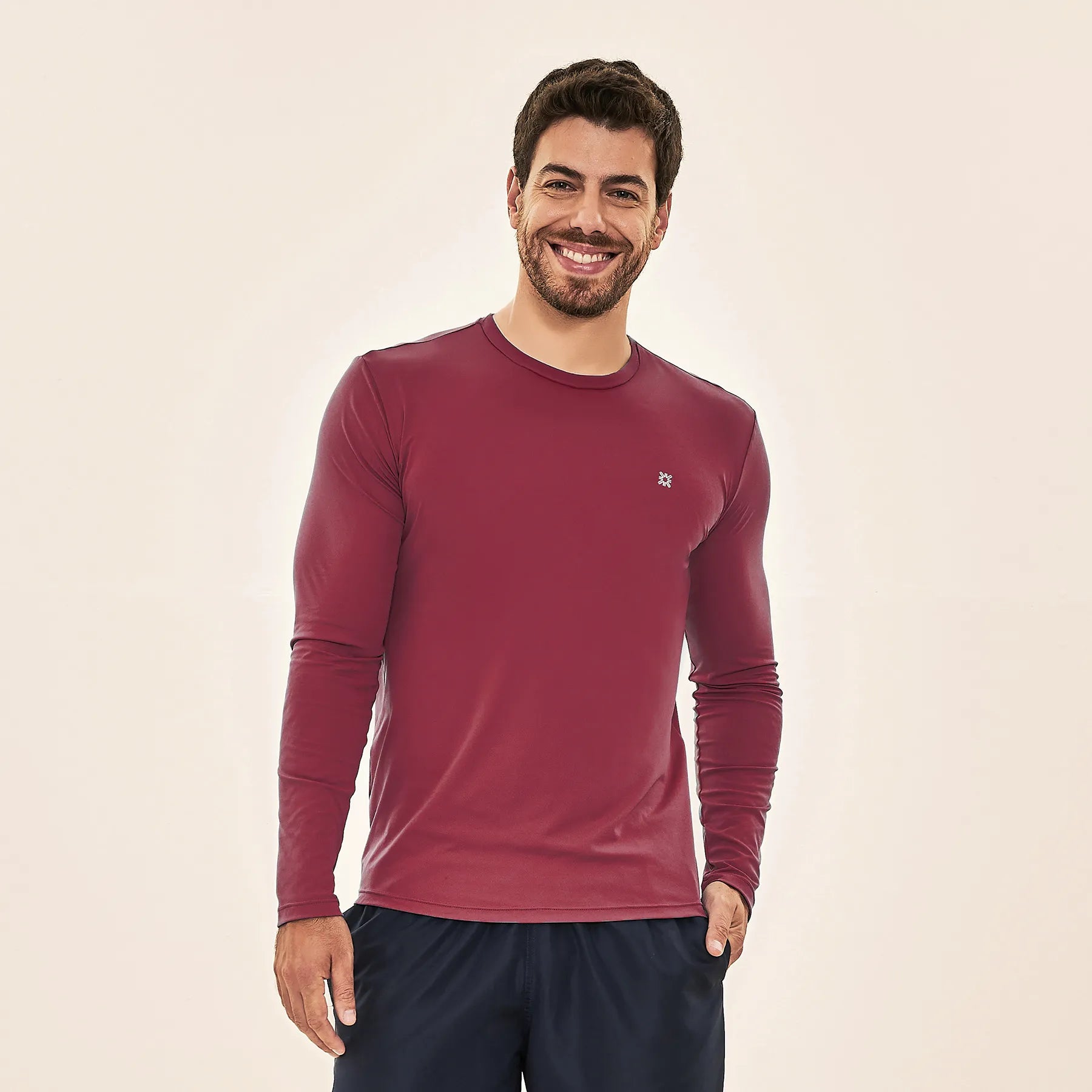 Camisa UV Masculina Com Proteção Solar Uvpro.-VERMELHO QUEIMADO