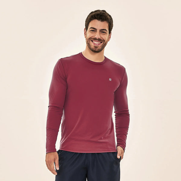 Camisa UV Masculina Com Proteção Solar Uvpro.-VERMELHO QUEIMADO
