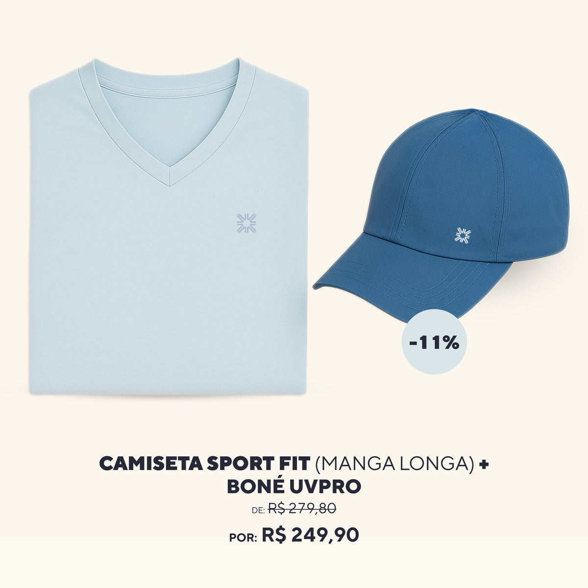 Camisa UV Masculina Com Proteção Solar Sport Fit Ml Azul Céu