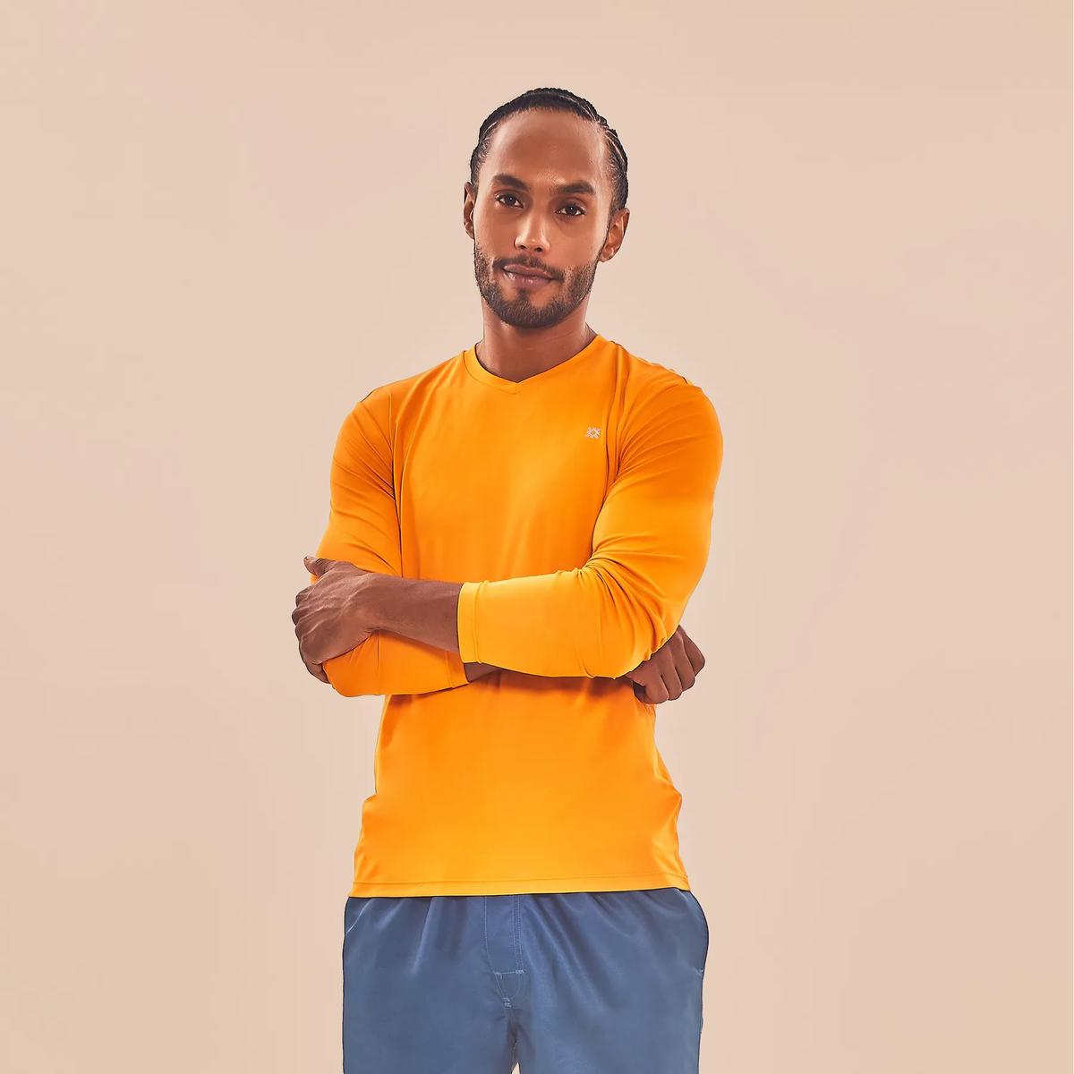 Camisa UV Masculina Com Proteção Solar Sport Fit  Laranja