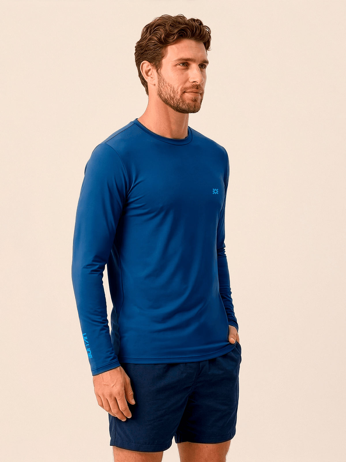 Camiseta UV Com Proteção Solar Slim Pro Uv.Line ML MASC - MARINHO MADRUGADA