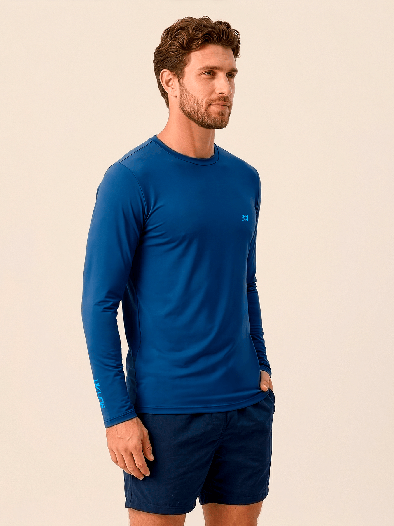 Camiseta UV Com Proteção Solar Slim Pro Uv.Line ML MASC - MARINHO MADRUGADA