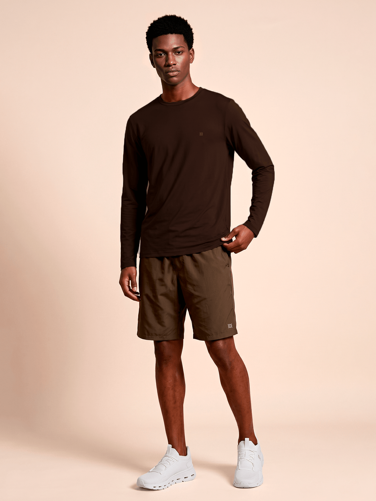 Camiseta UV Com Proteção Solar New Fit Textura ML MASC - Marrom Escuro