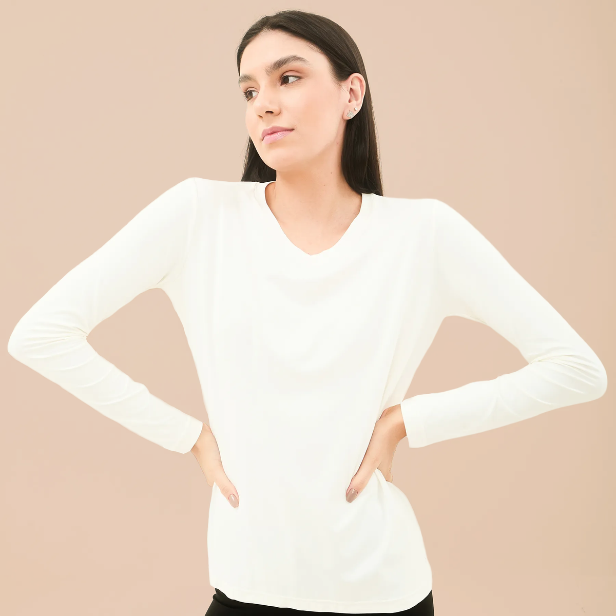 Camisa UV Feminina Com Proteção Solar Sport Fit Off White
