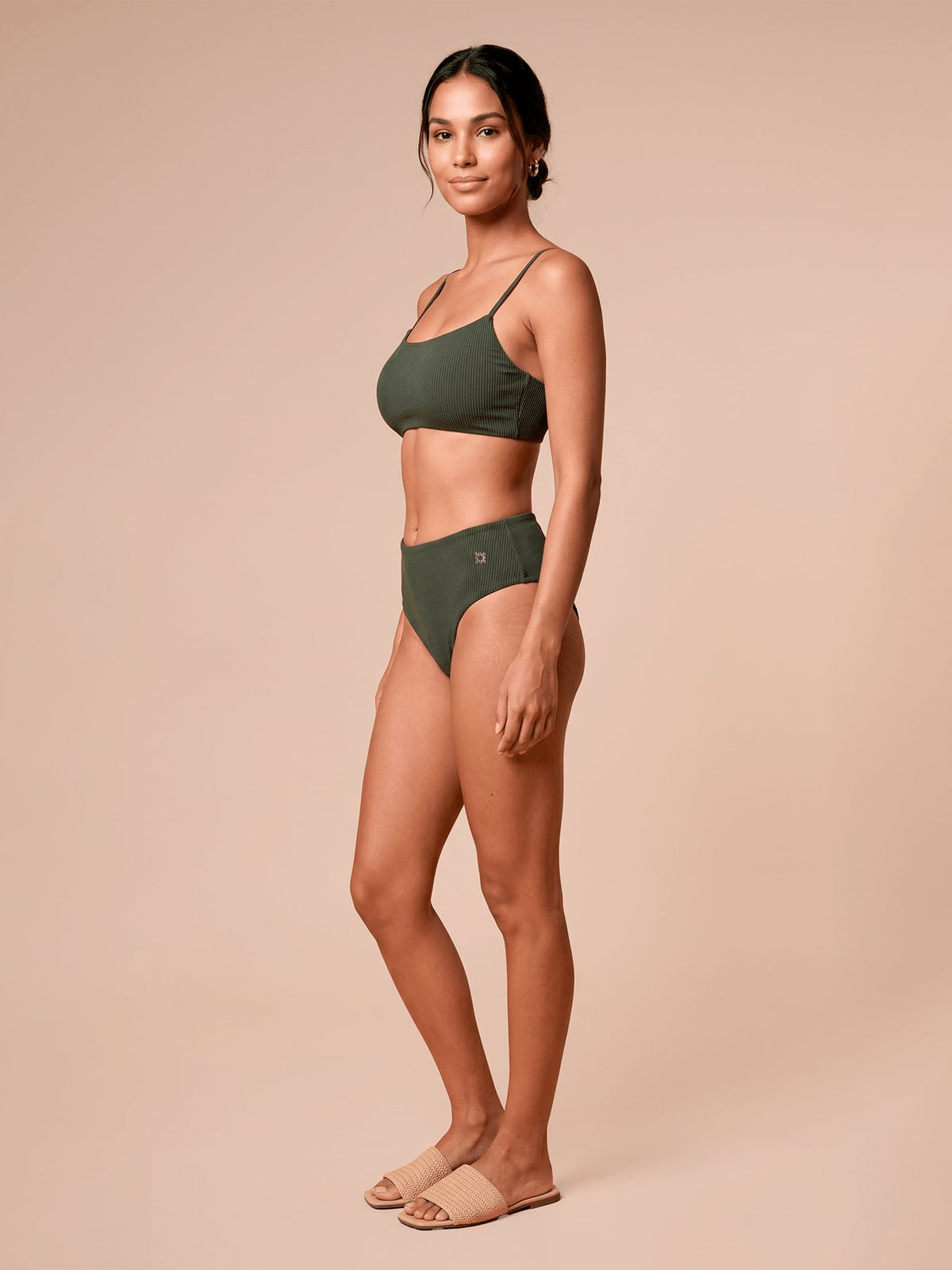 Biquíni UV Com Proteção Solar Conjunto Textura FEM - VERDE MILITAR