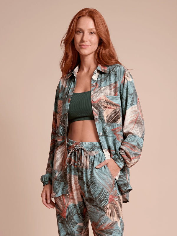Camisa UV Com Proteção Solar Vitória ML FEM - ESTAMPA BOTANICA