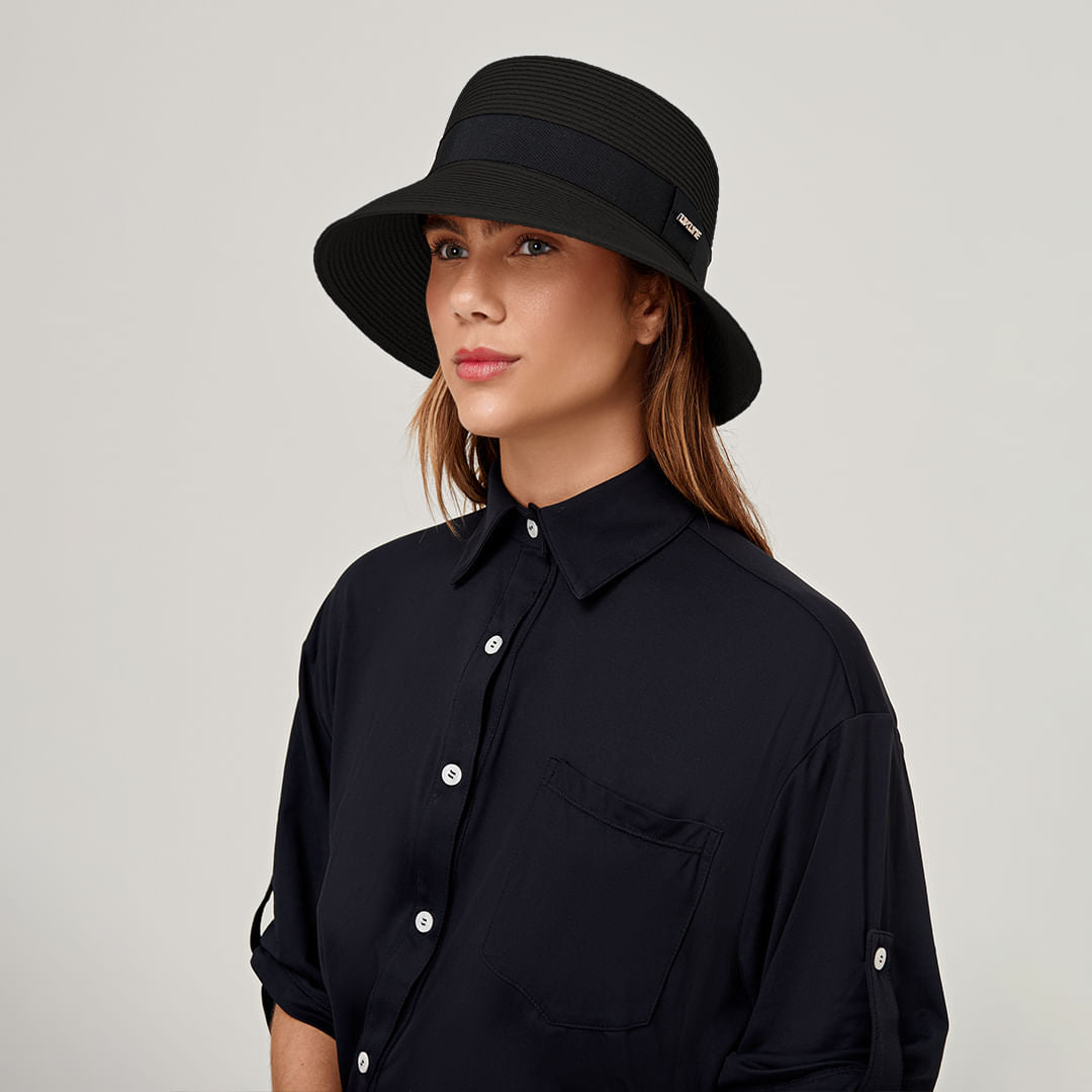 Chapéu de Palha UV Com Proteção Solar Cap-Ferrat Preto