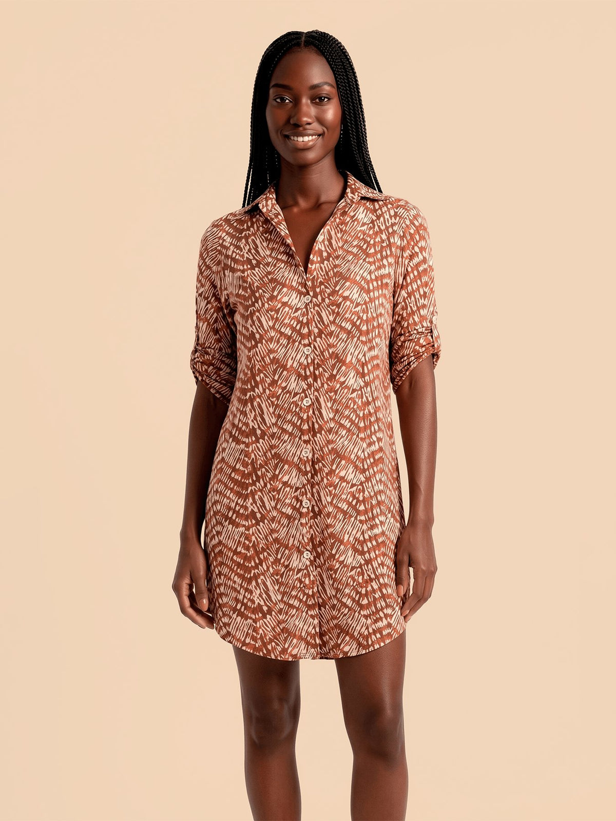 Saída de Praia Chemise UV Com Proteção Solar ML FEM - Estampa Tie Dye Pitanga