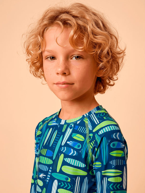 Camiseta Acqua Infantil UV Com Proteção Solar ML - ESTAMPA PRANCHAS FUN