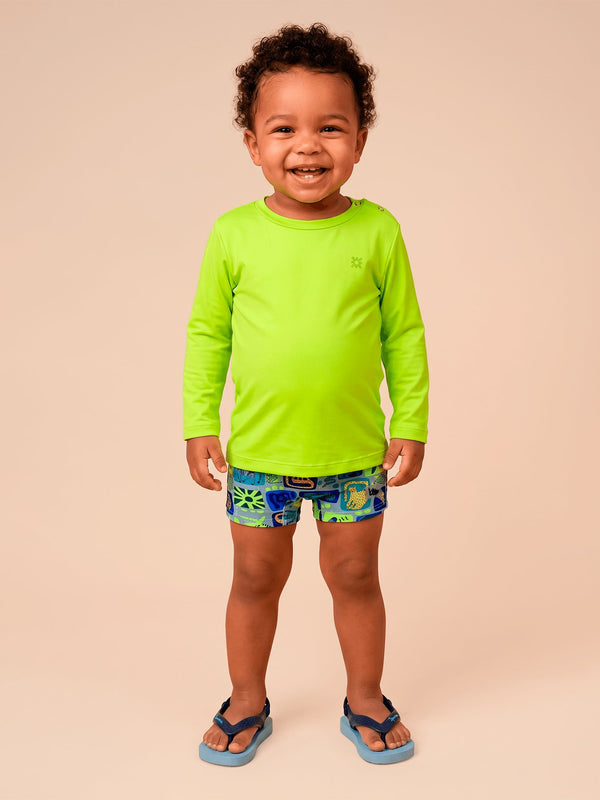 Camisa UV Bebê Com Proteção Solar - AMARELO FLUOR