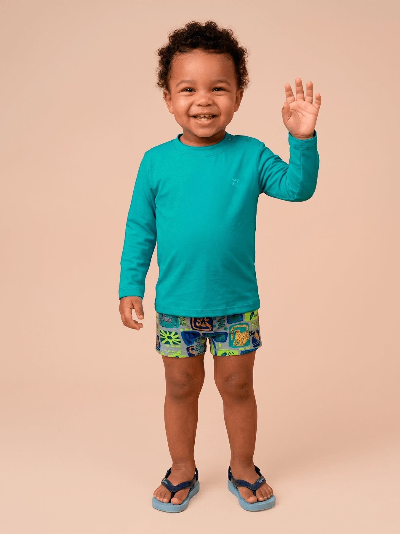 Camisa UV Bebê Com Proteção Solar - VERDE MAR
