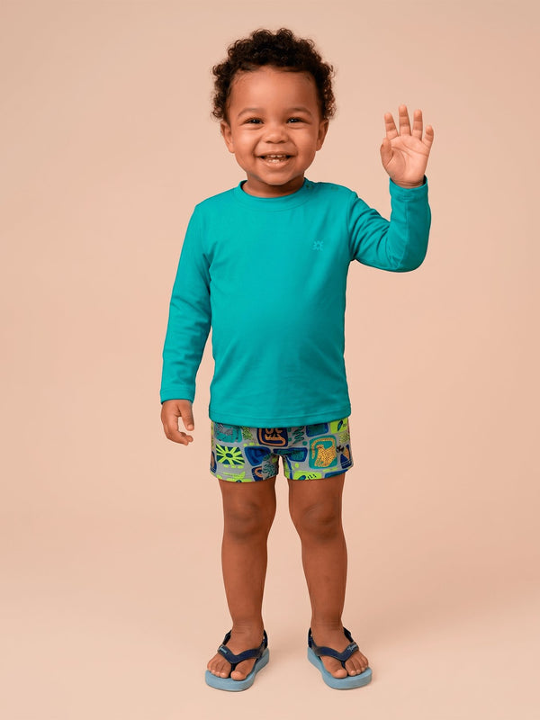 Camisa UV Bebê Com Proteção Solar - VERDE MAR