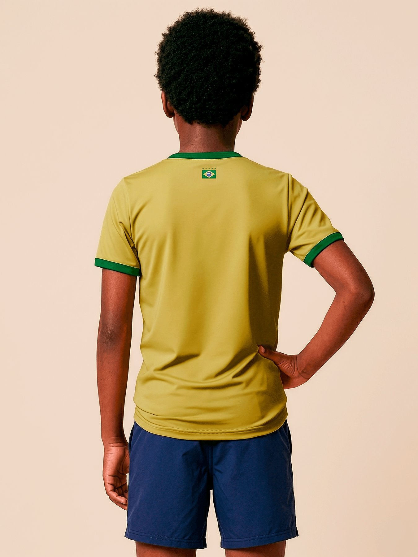 Camiseta UV Infantil com Proteção Solar Bicolor Brasil MC – AMARELO | Copa 2026