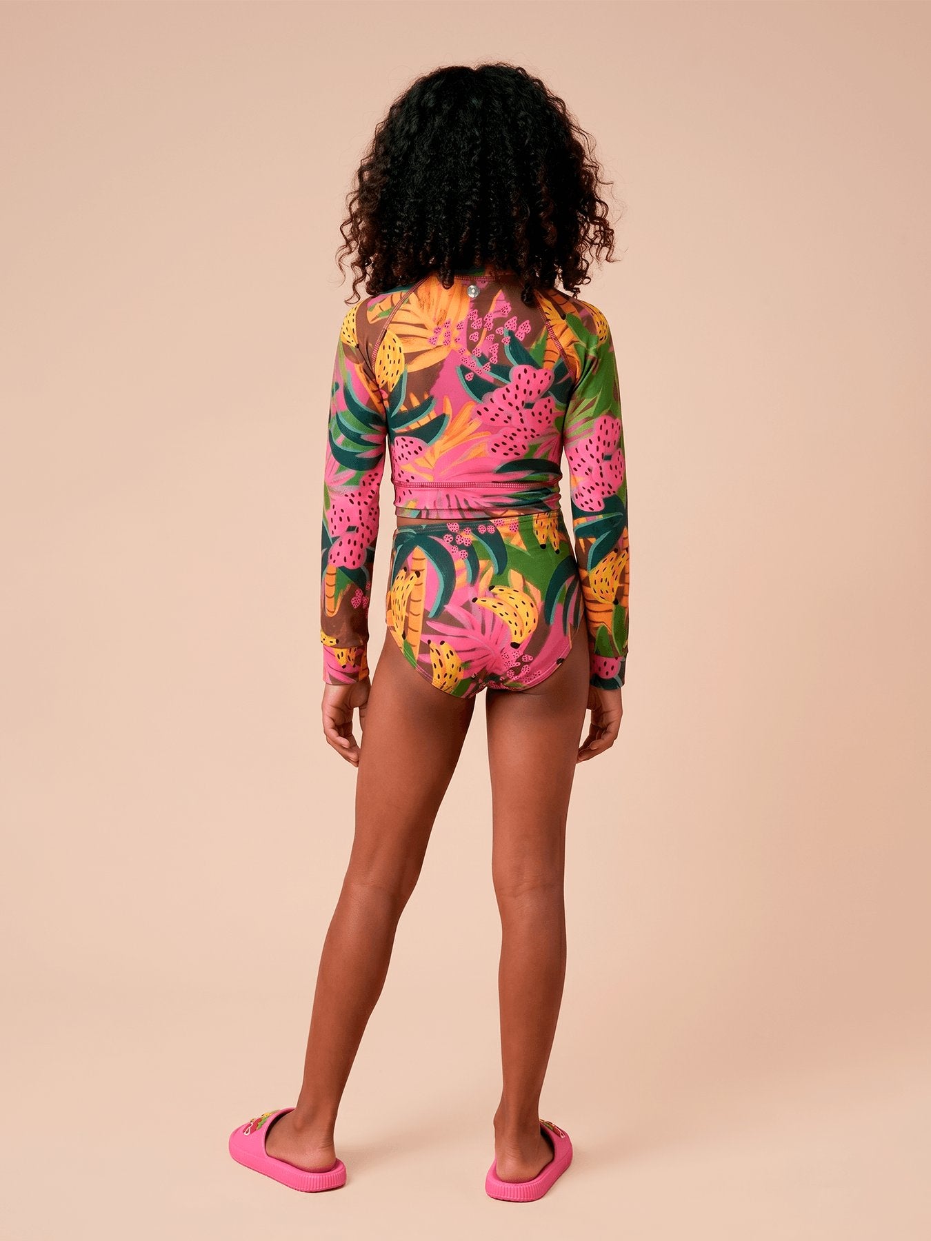 Biquíni Conjunto UV Hot Pant Infantil Com Proteção Solar ML - ESTAMPA FRUTAS TROPICAIS