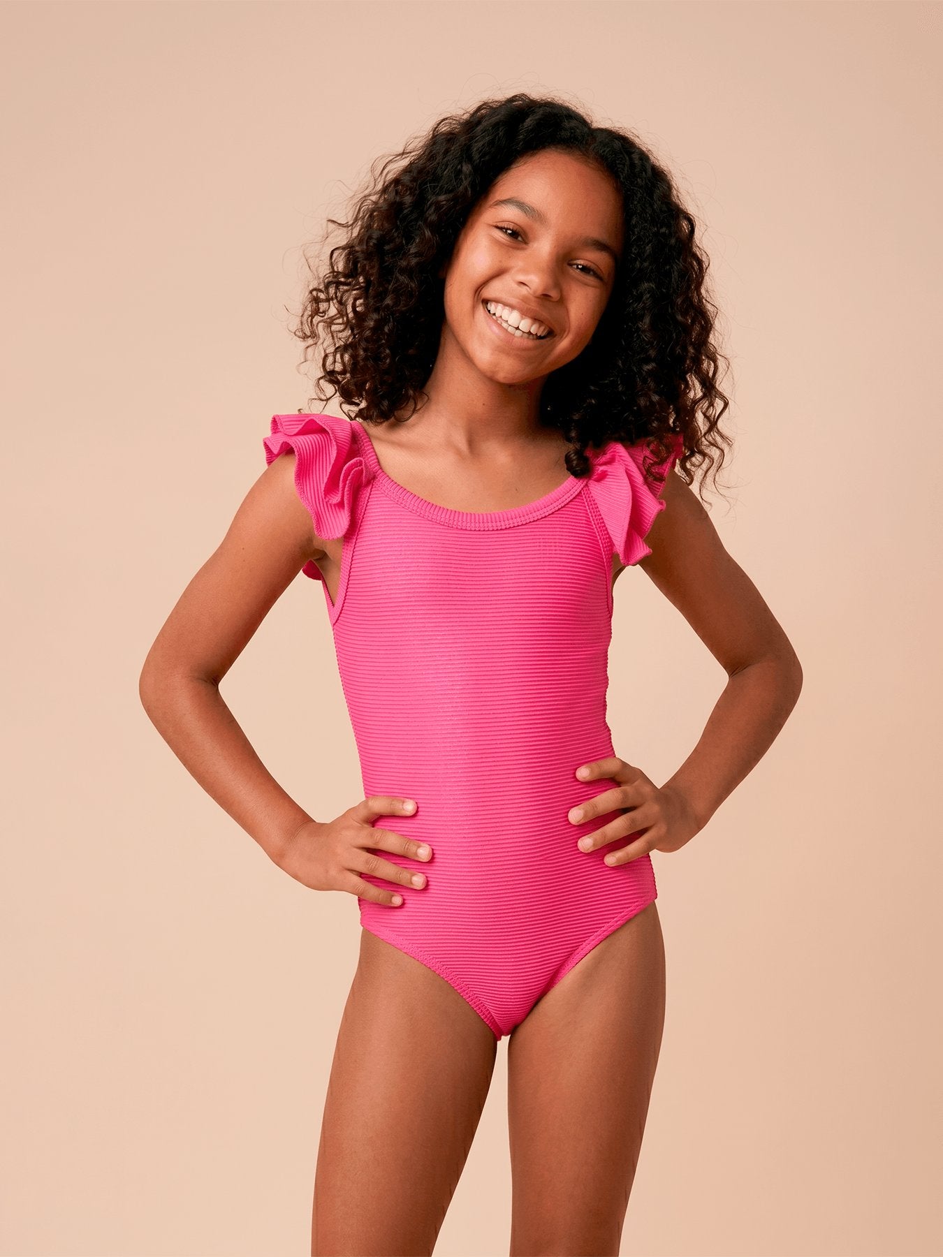 Maiô Menina UV Com Proteção Solar Babado Duplo - PINK