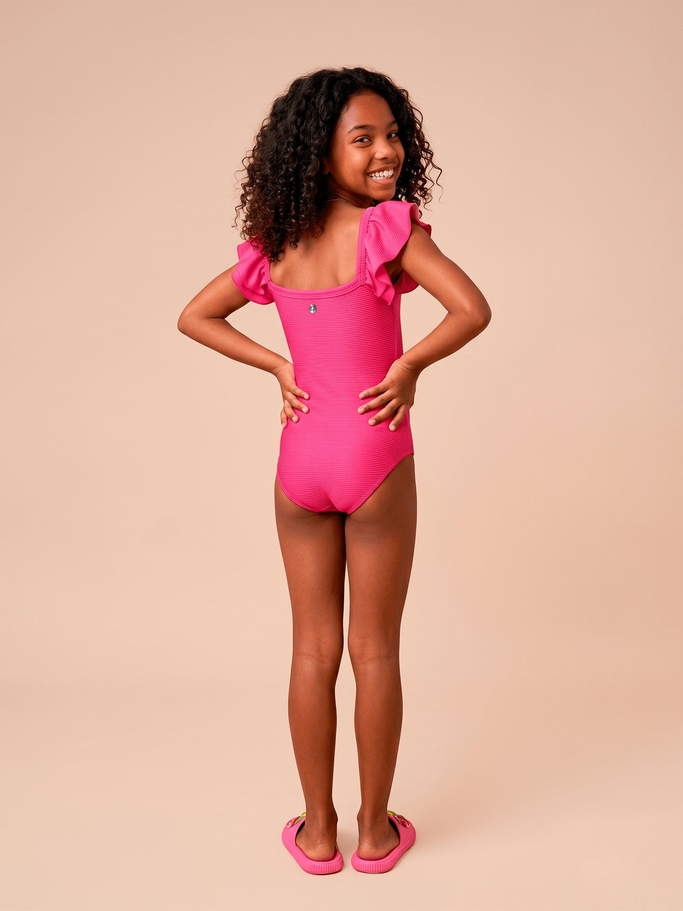 Maiô Menina UV Com Proteção Solar Babado Duplo - PINK