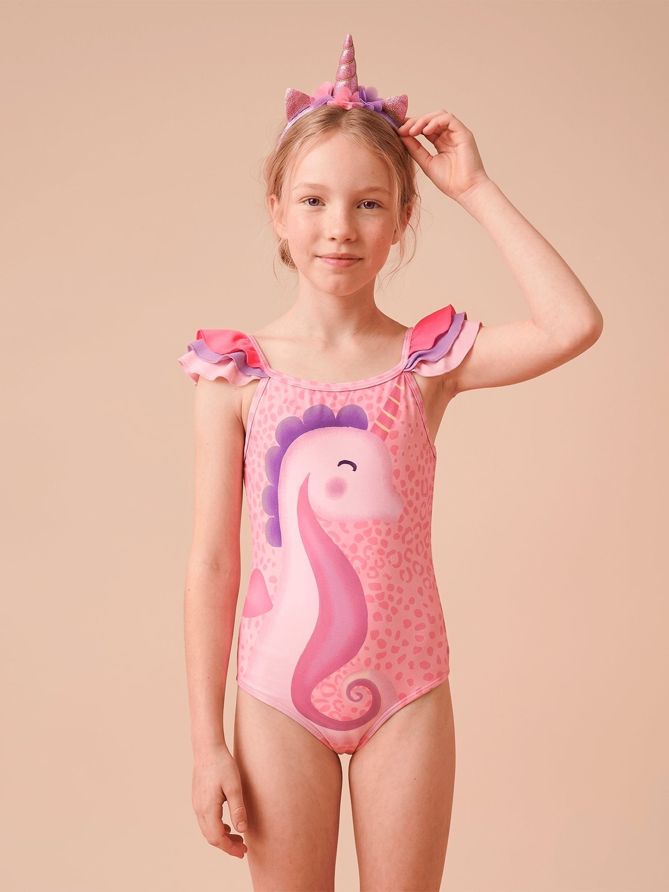 Maiô Menina UV Com Proteção Solar Infantil - Estampa Cavalo Marinho